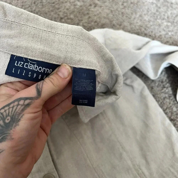 Liz Claiborne Liz Sport Womens 100% Linen Blazer Jacket Beach Boho Vintage Chic - Picture 7 of 11